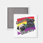 Celebrate Diversity Black en Fawn Pug Magneet (Voorkant / Achterkant)