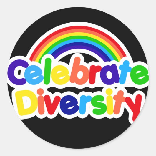 Celebrate Diversity Gay Pride Rainbow Ronde Sticker (Voorkant)