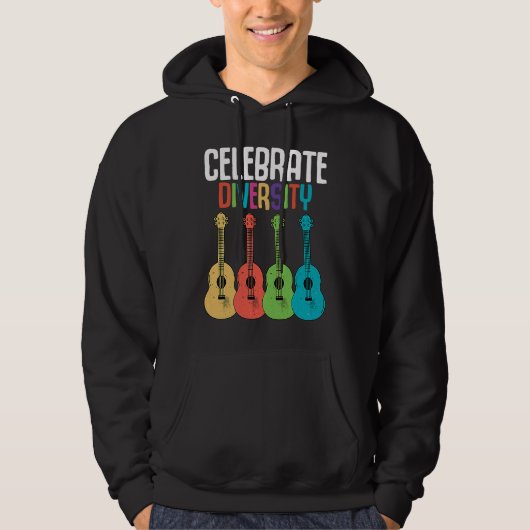 Celebrate Diversity  Ukulele Player Music  Graphic Hoodie (Voorkant)