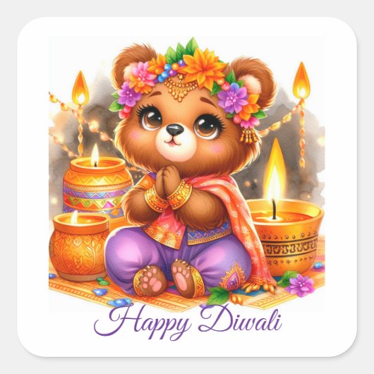 Celebrate Diwali Vierkante Sticker (Voorkant)