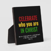 CELEBRATE-identiteit in Christus BHM-kleuren Fotoplaat (Voorkant)