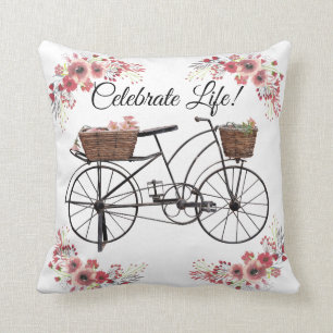 Celebrate Life Floral Farmhouse Bicycle Kussen