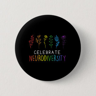 CELEBRATE NEURODIVERSITY Autism Awareness Flower Ronde Button 5,7 Cm