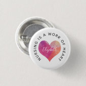 Celebrate Neurses Pink Waterverf Heart Ronde Button 3,2 Cm (Voorkant /achterkant)