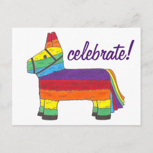 Celebrate Rainbow Piñata Mexico Fiesta Party Pride Uitnodiging Briefkaart