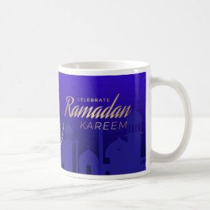 Celebrate Ramadan Kareem Gold Pattern Blue Koffiemok
