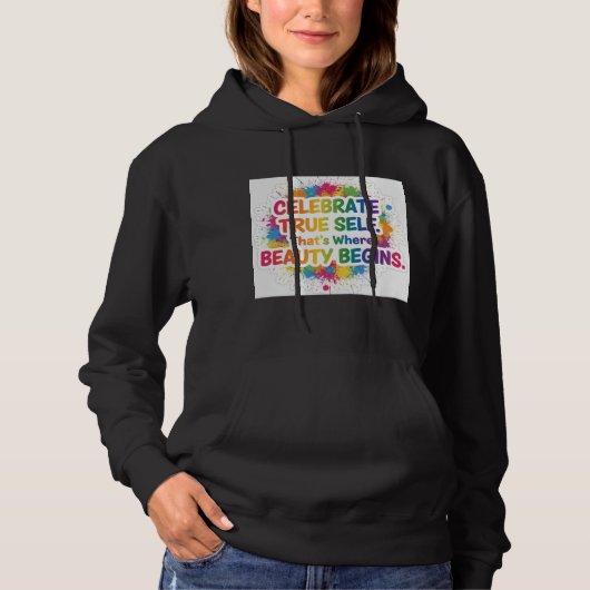 Celebrate True Self Sticker Hoodie (Voorkant)