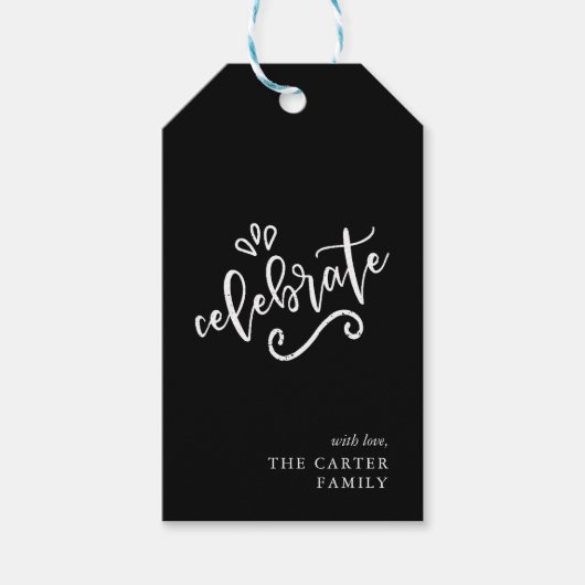 Celebrate Typography Holiday Cadeaulabel (Voorkant)