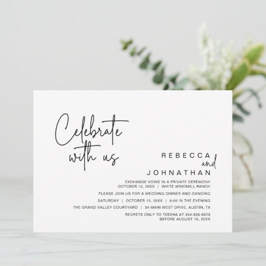 Celebrate with us, Modern Boho Wedding Reception Kaart (Staand voorkant)