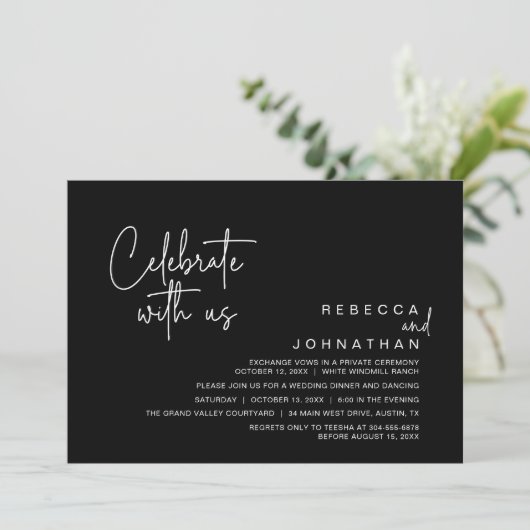 Celebrate with us, Modern Boho Wedding Reception Kaart (Staand voorkant)