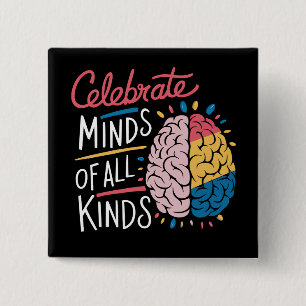 Celebrateer Geesten van Allerlei Soort Autisme Bew Vierkante Button 5,1 Cm