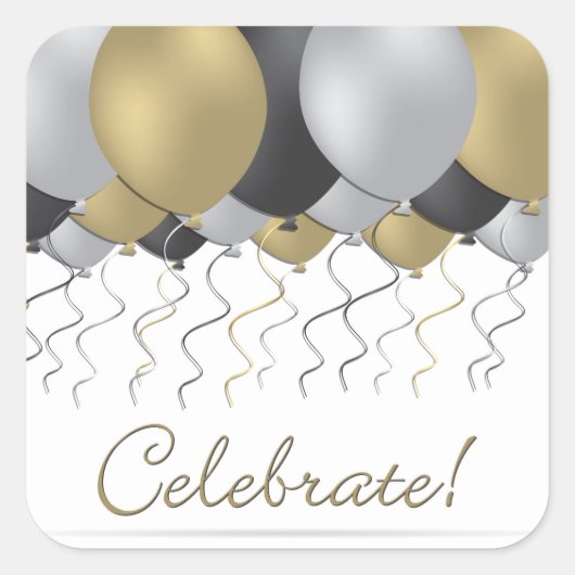 Celebratieballon Vierkante Sticker (Voorkant)