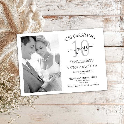 Celebrating 10 Years Photo Ruby Anniversary Party Kaart