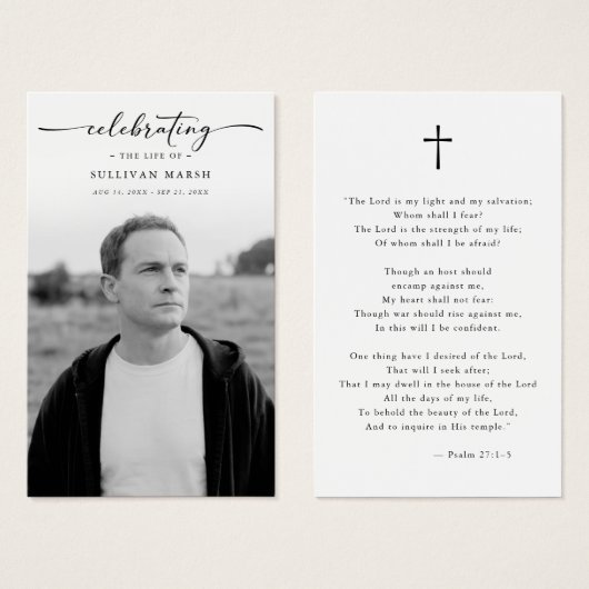 Celebrating Life Elegant Photo Funeral Prayer Card (Devant & derrière)