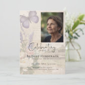 Celebrating Life Lavander Butterfly Photo Funeral Programma (Staand voorkant)