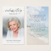 Celebrating the Life Beach Photo Memorial Cards (Devant & derrière)
