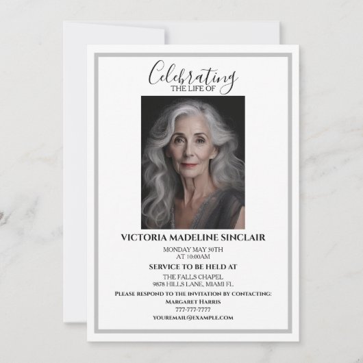 Celebrating the life of Photo Funeral Invitation (Devant)