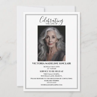 Celebrating the life of Photo Funeral Invitation Kaart