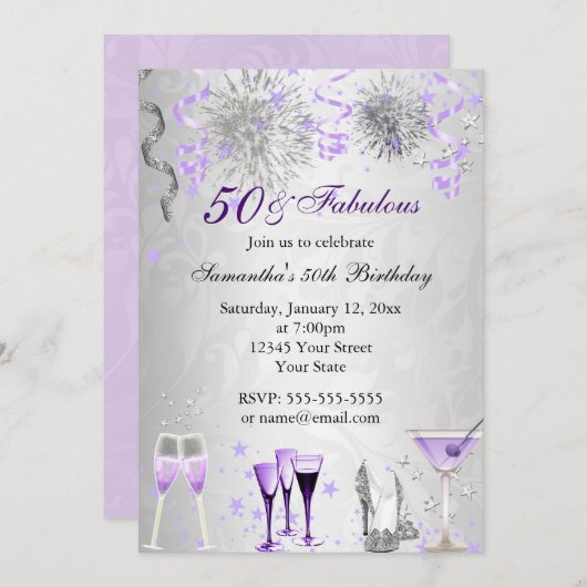 Célébration 50 & Fabuleuse Invitation Anniversaire (Devant / Derrière)