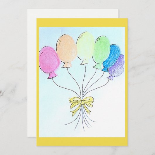 Célébration anniversaire carte ballons (Devant / Derrière)