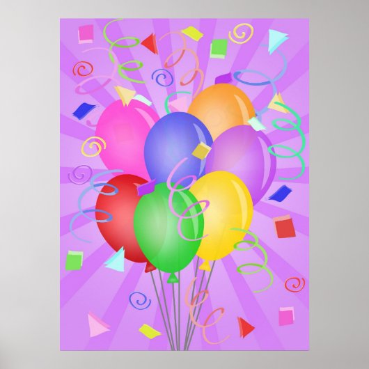 Celebration Balloons Illustration Poster (Voorkant)