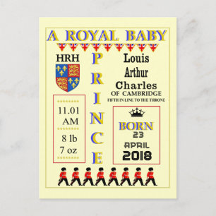 Celebration Cards Royal Prince Louis van Cambridge Uitnodiging Briefkaart