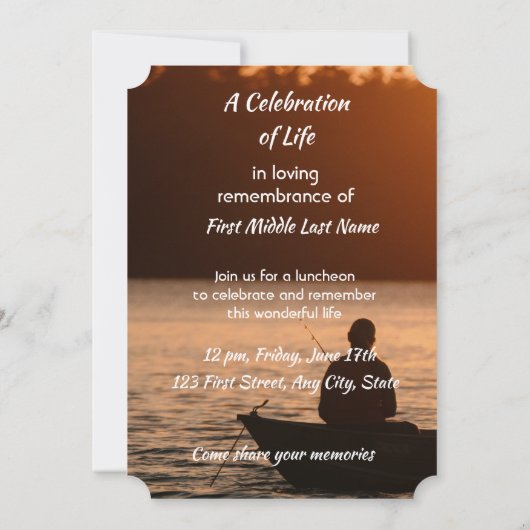 Célébration commémorative de la vie, Invitation (Dos)