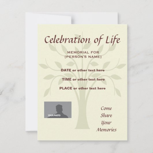 Célébration commémorative de la vie invitation en  (Devant)