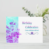 Célébration d'anniversaire (violet) Invitation (Debout devant)