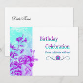Célébration d'anniversaire (violet) Invitation (Devant / Derrière)
