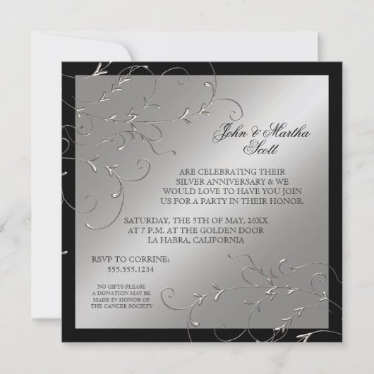 Célébration de 25 ans, Invitation pour les 25 ans (Devant)