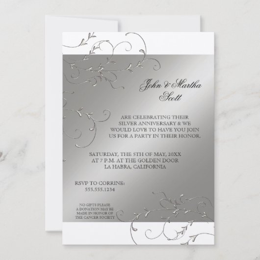 Célébration de 25 ans, Invitation pour les 25 ans (Devant)