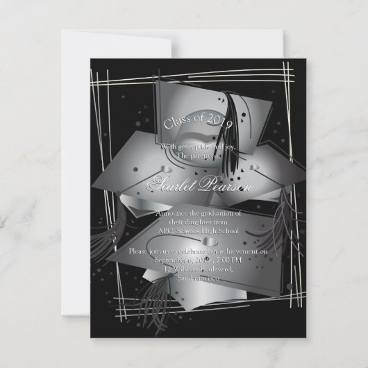 Célébration de la Faire-part de diplôme Noir & Bla (Devant)