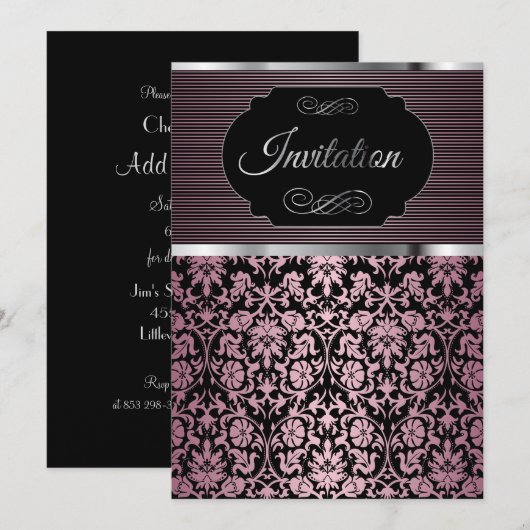 Célébration de la fête Pretty Damask | Invitation (Devant / Derrière)