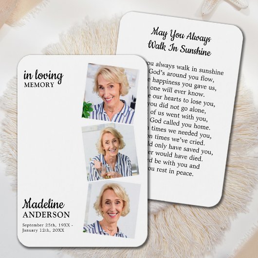 Célébration de la vie 3 Photo Carte de prière comm