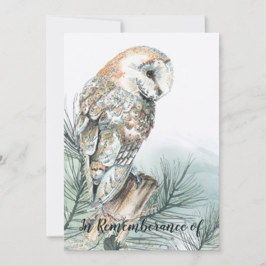 Célébration de la vie Barn Owl Invitation (Devant)