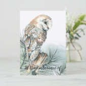 Célébration de la vie Barn Owl Invitation (Debout devant)