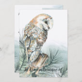 Célébration de la vie Barn Owl Invitation (Devant / Derrière)