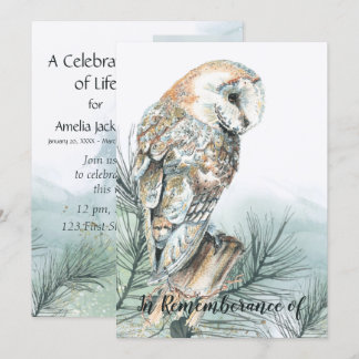 Célébration de la vie Barn Owl Invitation