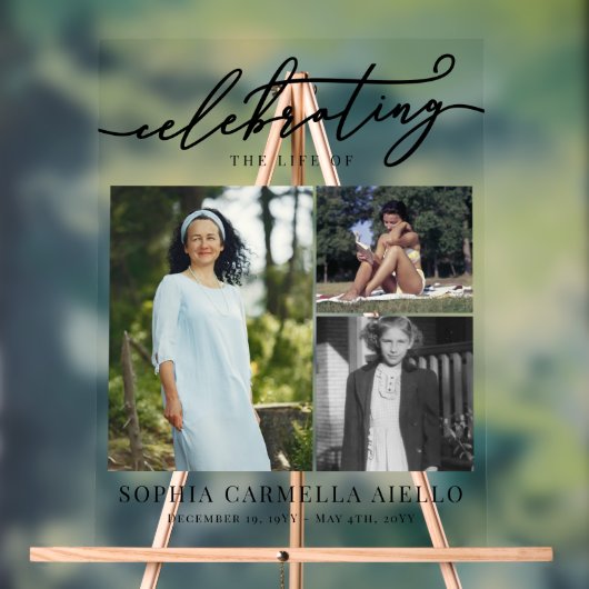 Célébration de la vie de 3 photos collage (Neutre)