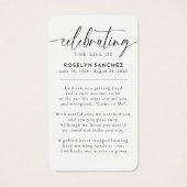 Célébration de la vie de nom Photo Funeral Prayer (Dos)