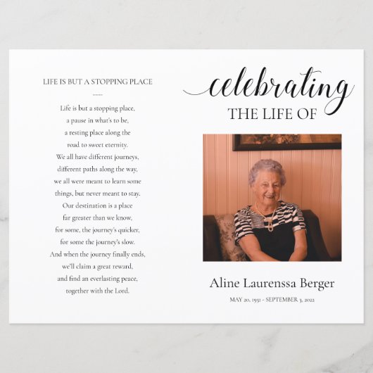 Célébration De La Vie Du Programme Funéraire Avec  (Devant)