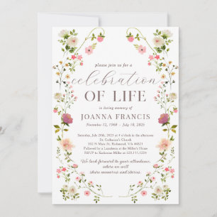 Célébration De La Vie Fleurs Belle Invitation