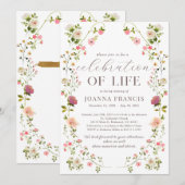 Célébration De La Vie Fleurs Belle Invitation (Devant / Derrière)
