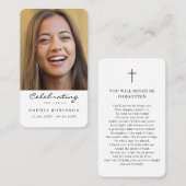 Célébration de la vie Funéraire Carte de prière ph (Devant / Derrière)