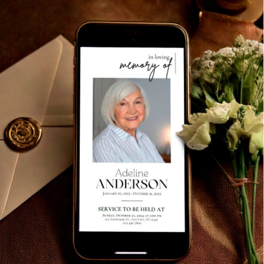 Célébration de la vie Funéraire Invitation mobile