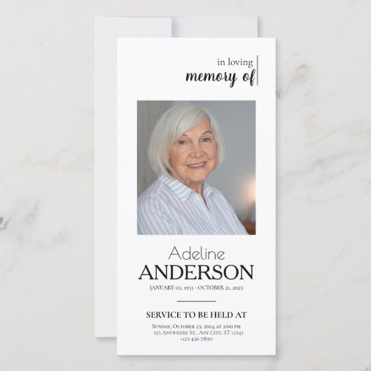 Célébration de la vie Funéraire Invitation mobile (Devant)