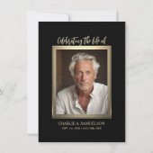 Célébration de la vie Gold Black PHOTO Invitation (Dos)
