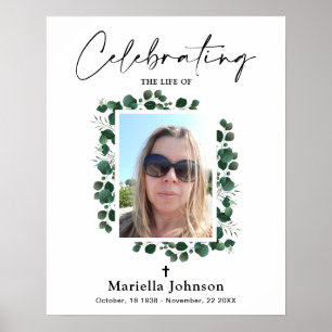 Célébration de la vie Greenery Funeral Poster