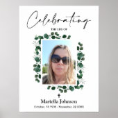 Célébration de la vie Greenery Funeral Poster (Devant)